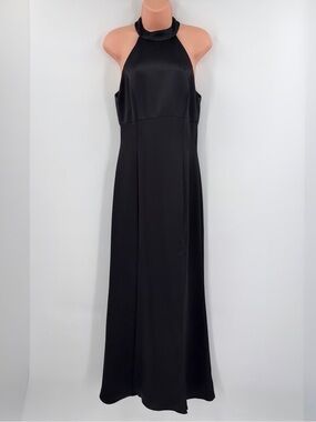 Amsale Halter Neck Maxi Gown with Slit | Black | Size 6